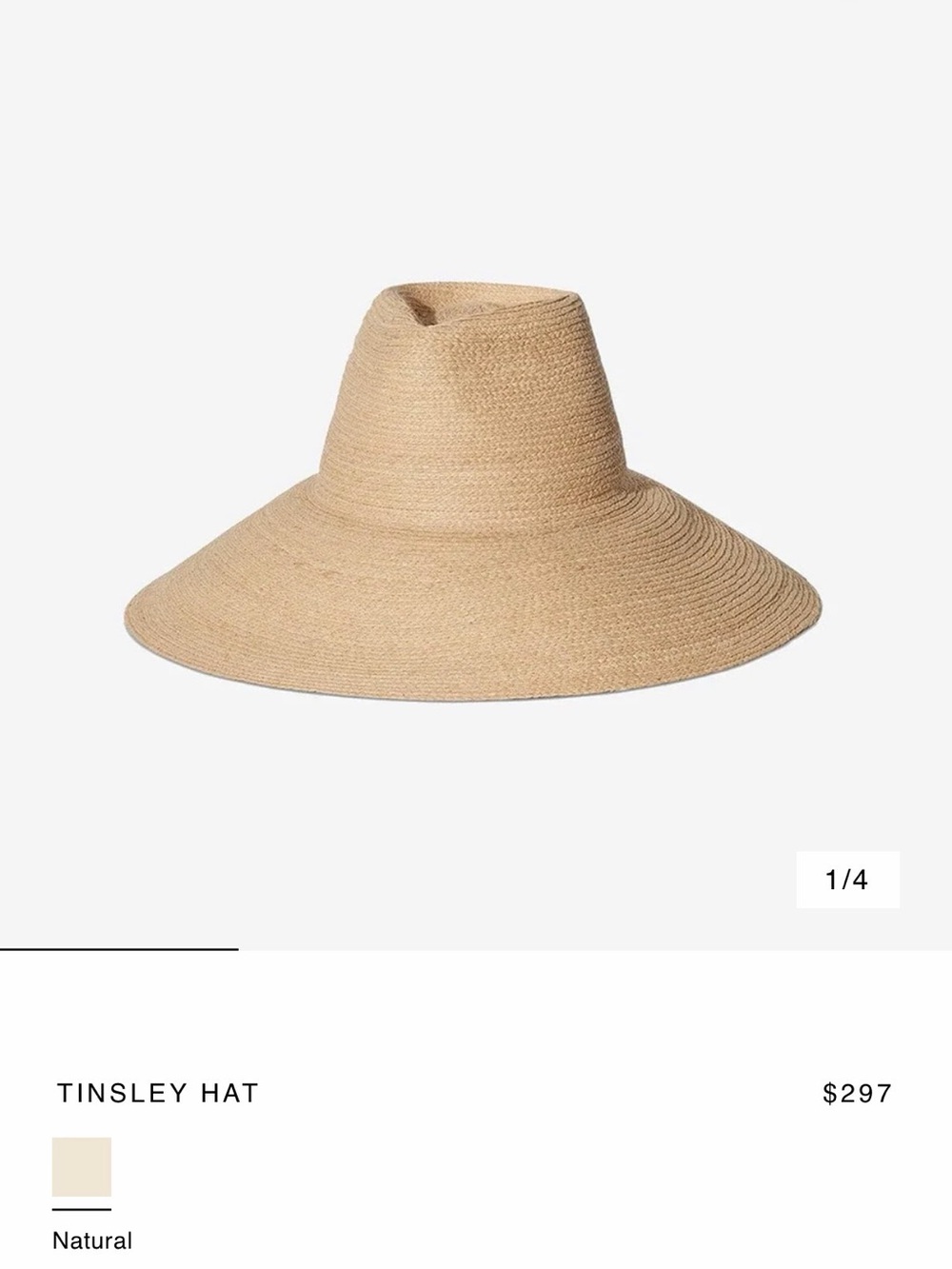 Janessa Leone Natural Straw Wide-Brim Sun Hat NWT Size Medium